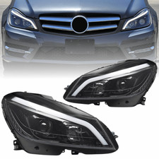 LED Scheinwerfer Set Hochglanz Schwarz f&uuml;r Mercedes C-Klasse W204 2011&ndash;2014