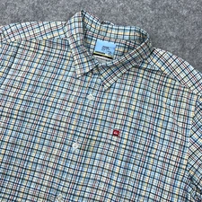 VTG Quiksilver Shirt Shirt Mens XL Blue Plaid Rayon Short Sleeve Button Surf Y2K