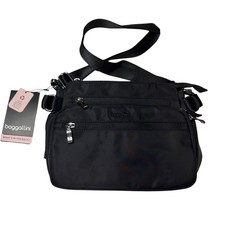Baggallini Marais Crossbody Bag Black RFID Wallet Travel Messenger Purse Comfort