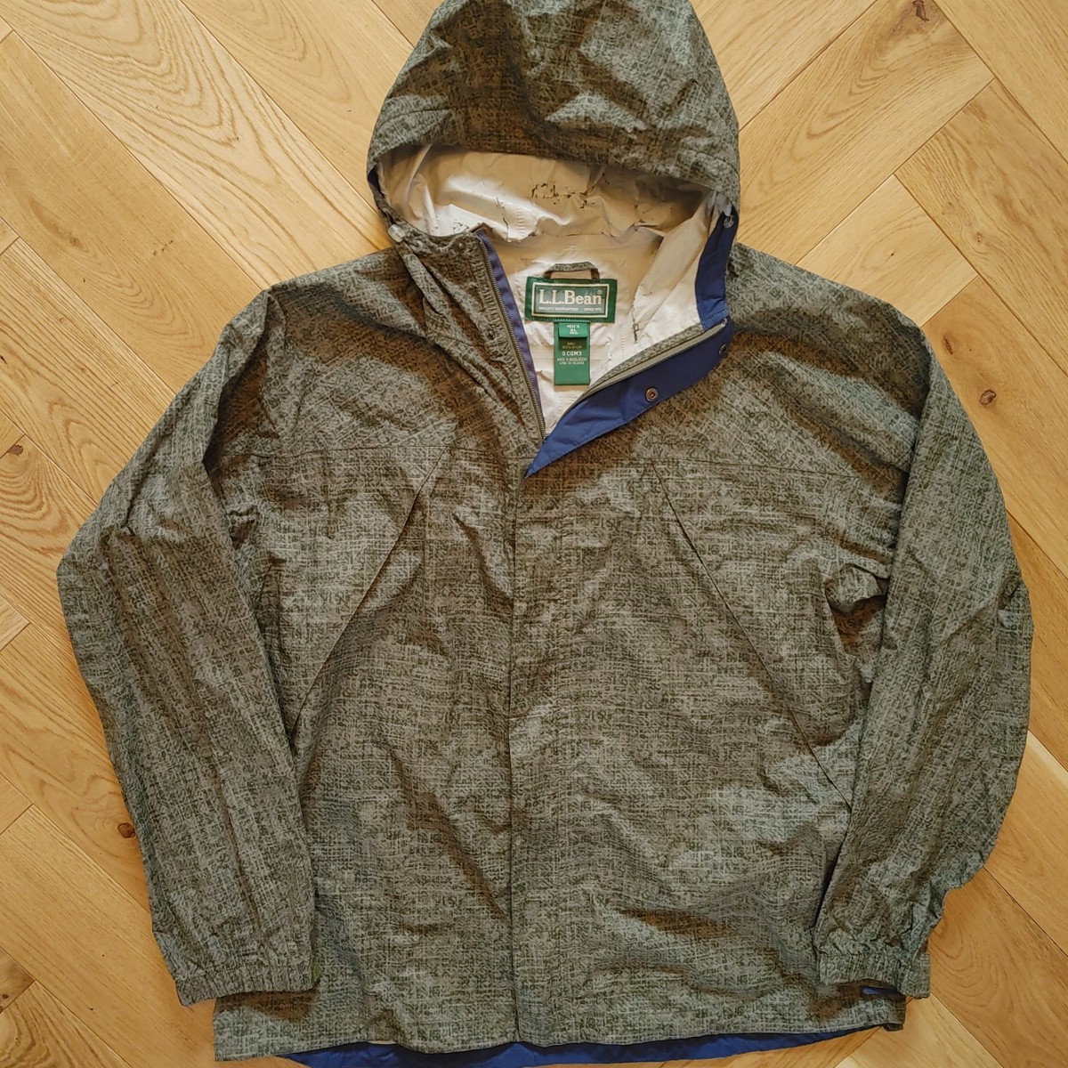 Vintage L.L. Bean Jacket Mens XL Green Hooded Nylon Rain Coat 