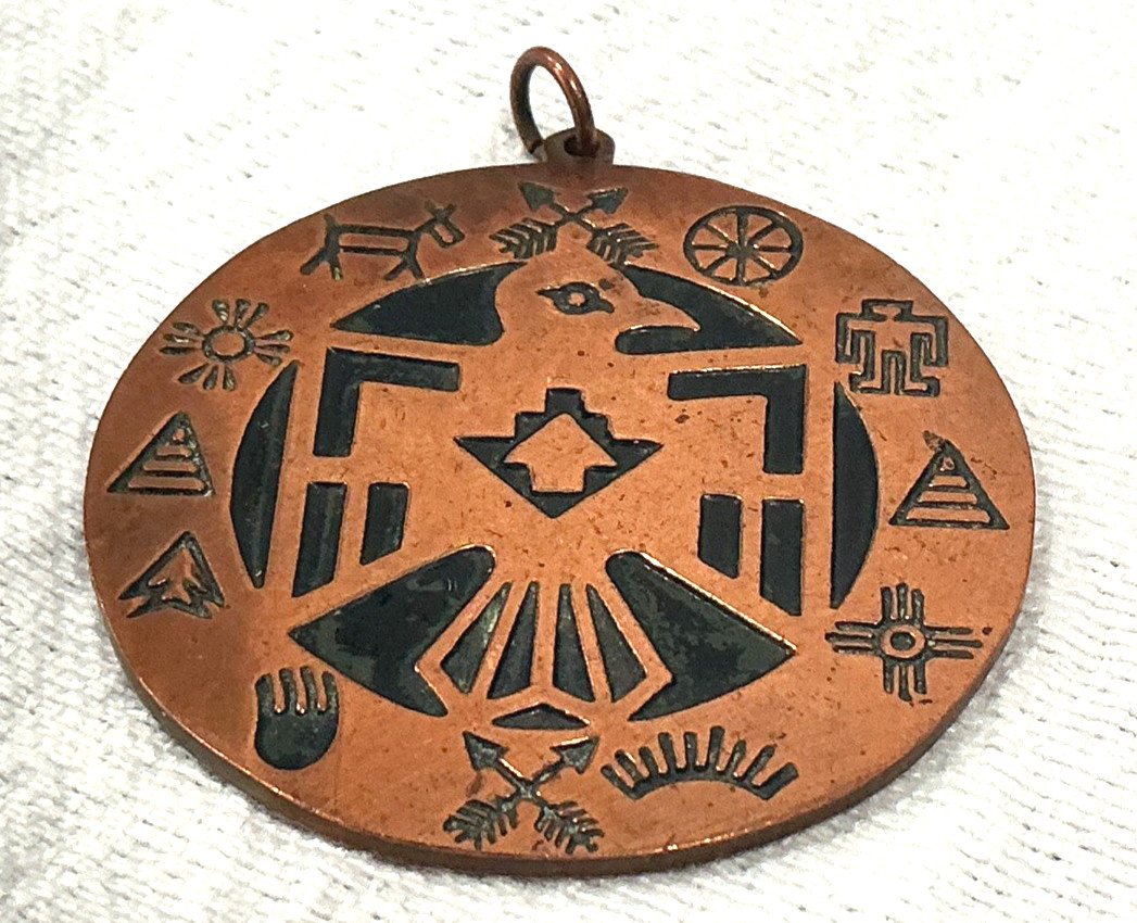 Vintage Thunderbird Solid Copper  Pendant Southwe… - image 1