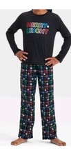 Cat  Jack Girl's Size XXL 16-18 Merry  Bright Long Sleeve Pajama Set Black