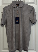 Donald Ross Men's "Sport" Golf Polo, S, White/Charcoal/ Hibiscus, "Jamie  , NWT