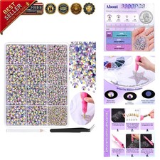 6800Pcs Hotfix Rhinestones for Clothing, Crystal AB 2-5Mm Mixed Sizes Iron on Fl