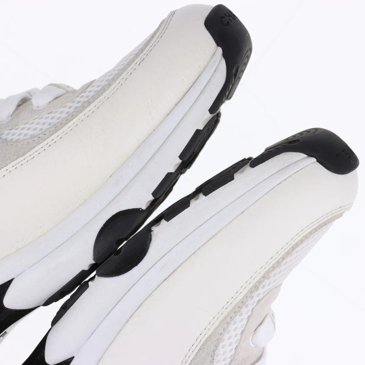 Chanel Coco Mark Leather x fabric Sneakers 40 Unisex White x black G38299 Mesh thumbnail 11