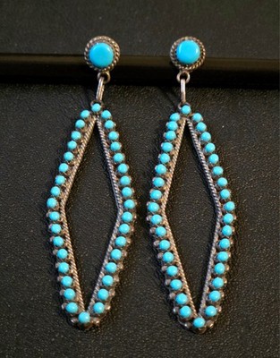 Vintage Turquoise ZUNI style Petit Point Earrings - Beautiful Southwest Set