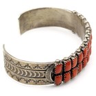 Navajo Signed Sterling Red Coral Gaspeite Cuff Bracelets Lot of 2 #S5582-3 — photo 3