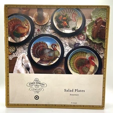 John Derian Co. Set of 4 Turkey Salad Plates 2023 Target Thanksgiving, Holiday