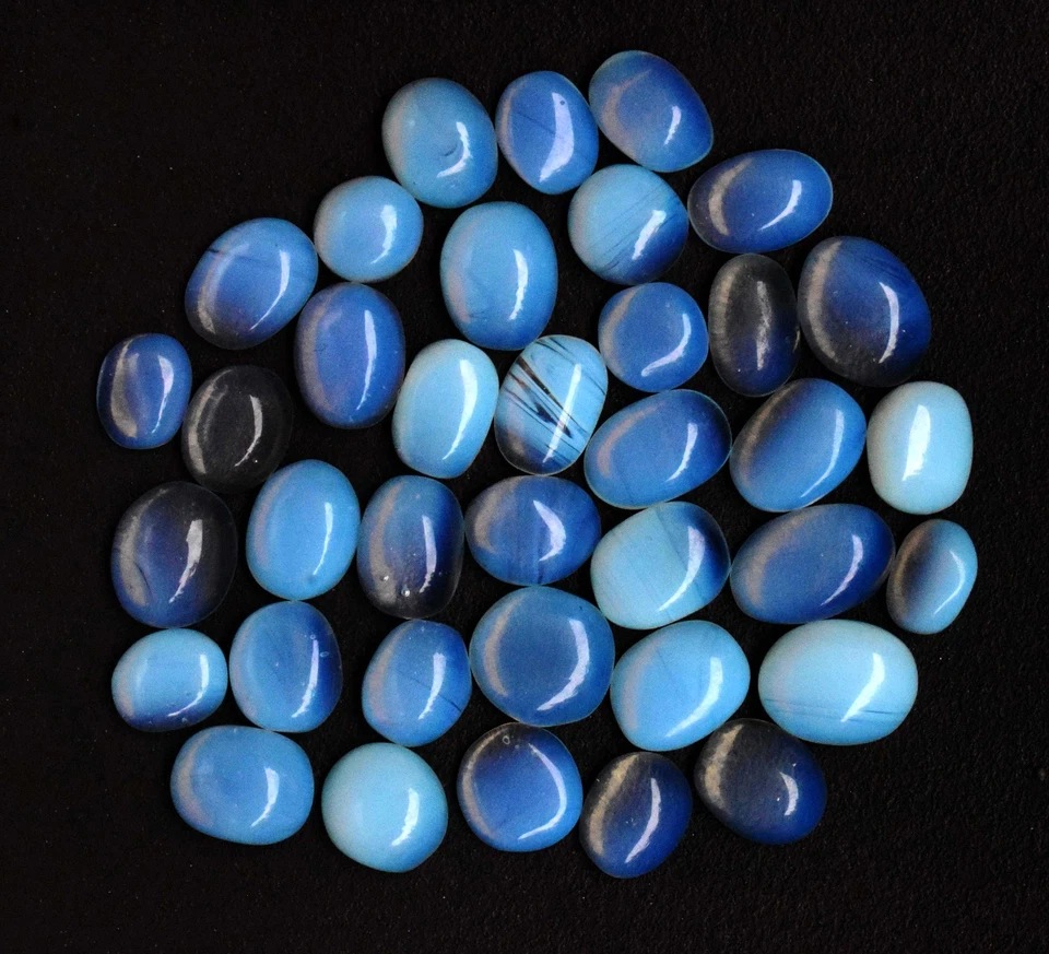 8 To 10 Cts Each Australian Blue Opal Oval Cab Certified 50 Pcs Gemstone Lot - Image 2 of 4