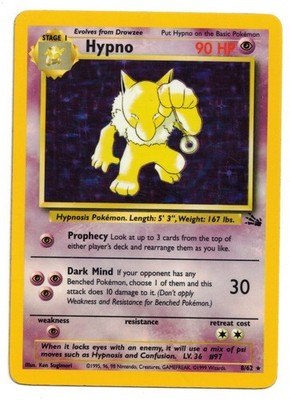 Pokemon Card: Hypno HOLO 8/62 Fossil Set Rare! GD+