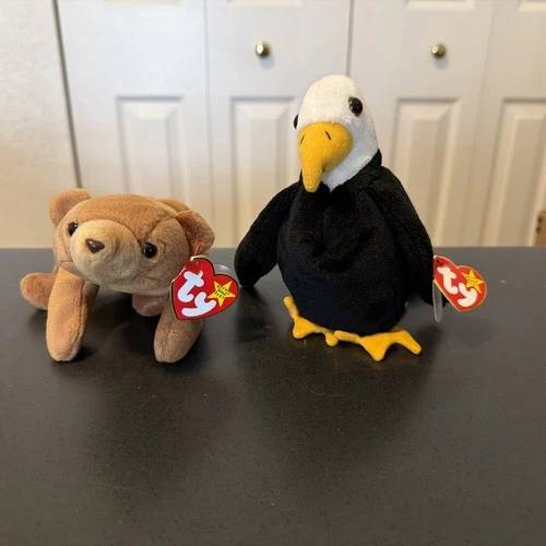 Ty Beanie Babies Retired Vintage Cubbie 1993 & Baldy 1996 Lot of 2