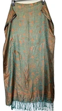 Kashmiri Silk Scarf 100% Pure Silk Paisley Wrap Shawl Pashmina  Boho