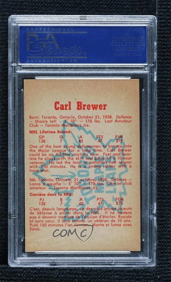 1960-61 Parkhurst Carl Brewer #18 PSA 7 - Image 2 of 2