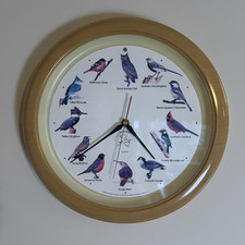 Orologio da parete National Audubon Society uccellino che canta finta cornice rovere tenente 13" FUNZIONANTE