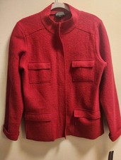 Pendleton Womens Jacket Coat 100 Wool Red Zip Front Size L Large Pockets NEW