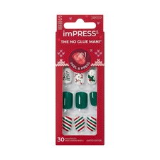 KISS 30 ImPRESS ON NAILS Christmas Holiday "Sugarplum" Short Squoval New