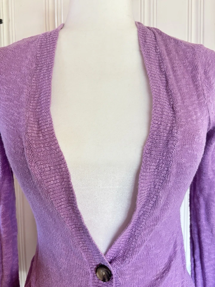 Vintage American Eagle Lilac Button Up Knot Cardigan ~ Size XS - Image 3 of 4