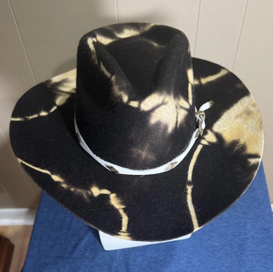 FREE PEOPLE x ASN Rodeo In LA Cowboy Hat Brown Tie-dyed WOOL Made USA NWD $148 - Image 3 of 4