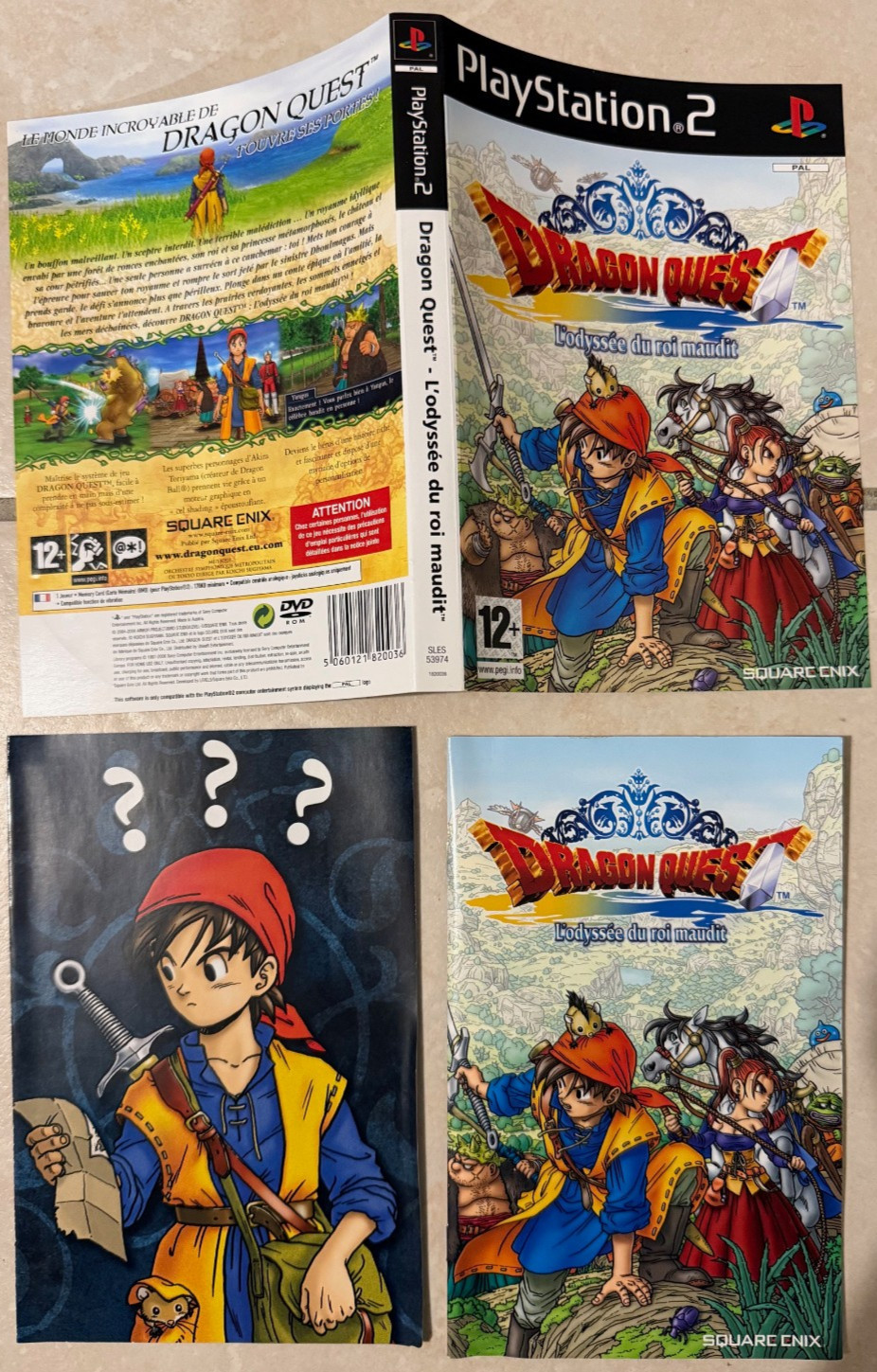 Jaquette et notice Dragon Quest L'Odyssée du roi maudit FR ps2 playstation 2