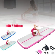 16FT Air Track Inflatable Training Tumbling Gymnastics Gym Mat w/ Pump for Yoga