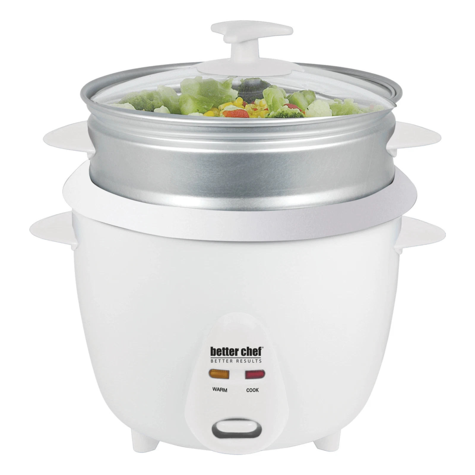 Better Chef 5-Cup - 10-Cup Cooked - Rice Cooker with Steamer, Paddle and Cup