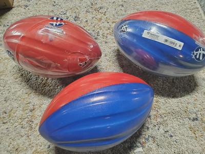 Hedstrom red and blue foam Football Lot of 3 like ne rf turbo