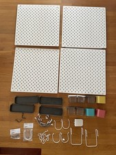 Huge Lot: IKEA SKADIS SK DIS Pegboard 22x22" 4 Boards, Bins, Pegs And More 