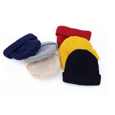 Solid Color Warm Knitted Brimless Hat Men Beanies Winter Autumn Hip Hop Skullcap