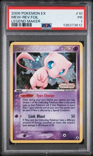 2006 POKEMON EX LEGEND MAKER #10 MEW-REVERSE FOIL PSA 1