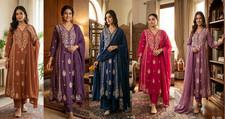 Pakistani Cotton Embroidery Kurta Set Indian Desigenr Top Kurti Pant Dupatta Set
