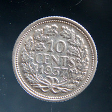 Netherlands Nederland 10 Cents Silver coin 1937