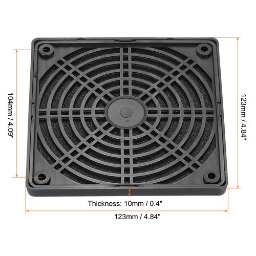 120mm Cooling Fan Filter with Screw, 4 Pack ABS Ventilator Grill Guard, Black - Afbeelding 2 van 6