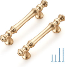10 Pack 3 Inch Brushed Brass Kitchen Cabinet Handles, Zinc Gold Drawer Pulls for