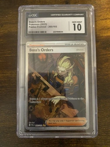 CGC Gem Mint 10 Boss's Orders SAR 265/193 Pokémon Paldea Evolved