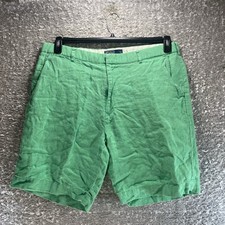 Polo By Ralph Lauren 100 Linen Shorts Green Size 38 Flat Front Coastal Casual