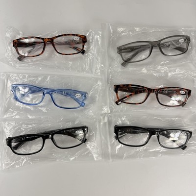 MODFANS MSR004-C1 C2 C3 C4 +0.75 Reading Glasses Lot 6 Multicolor Square Unisex