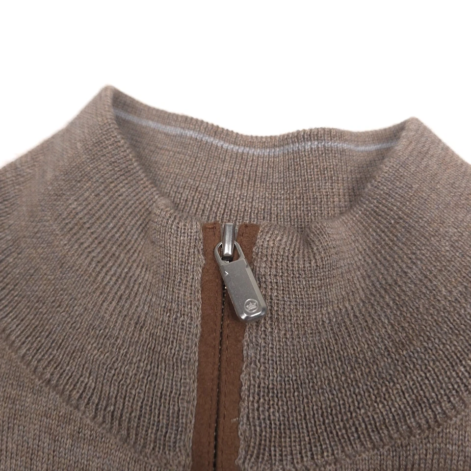 $250 Peter Millar Autumn Crest Irish Cream Beige 1/4 Zip Wool Sweater Mens 2XL - Image 4 of 4