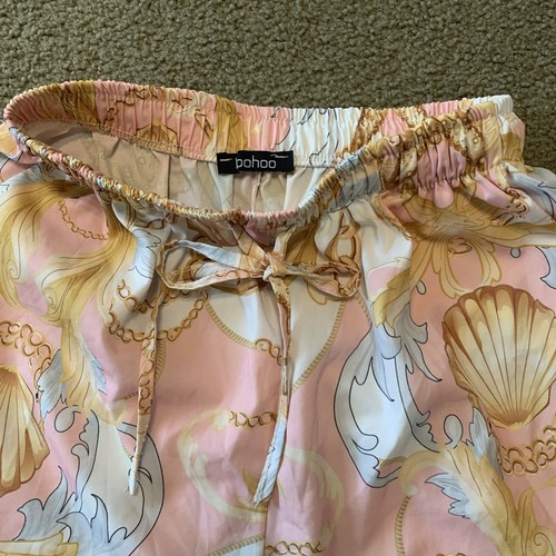 BOOHOO Women 4 Colorful Gold Pink Beach 2 Piece Shirt & Shorts Outfit Set Small - 第 9/19 張圖片