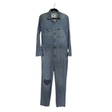 Lee Blue Denim Union-Alls Coverall Overall Jumpsuit with Heart Knee Patch