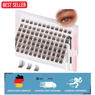 Braunes Cluster-Wimpern Kit: 8mm-12mm für natürliche Wimpernverlängerung