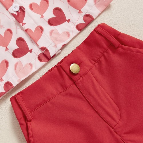 Toddler Baby Boys Valentines Outfit Love Heart Shirt Shorts Valentine Clothing - Picture 6 of 14