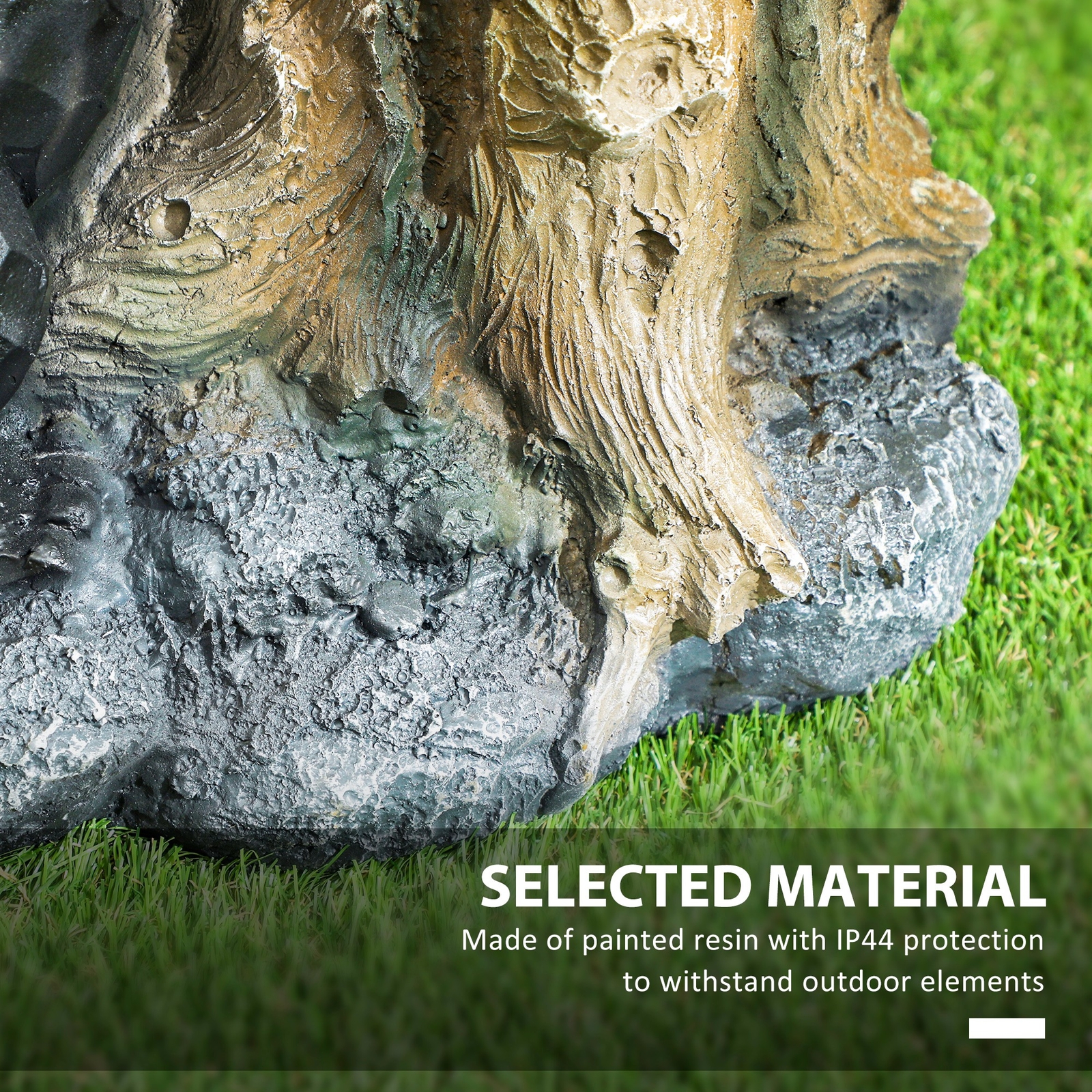 Outsunny 22.4" 3-Tier Outdoor Water Fountain with LED Lights, Pump