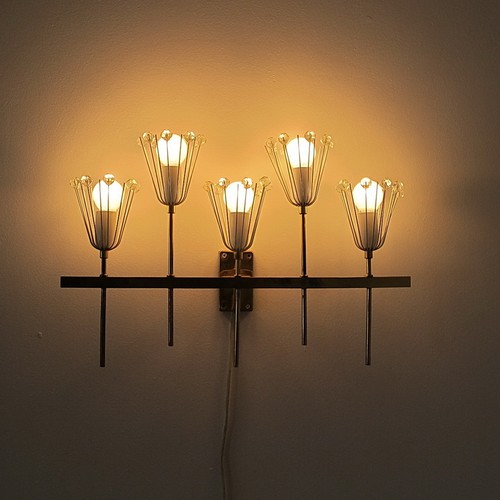 Wandleiste Wandlampe 50s Mid Century brass wall lamp Emil Stejnar Rupert Nikoll - Picture 5 of 12