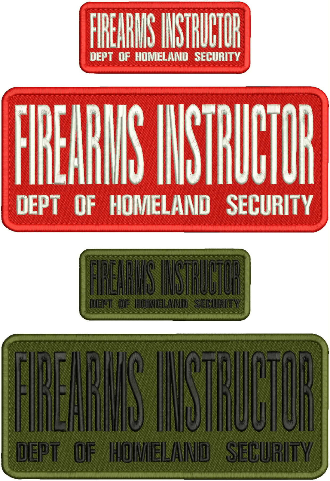 Firearms Instructor D OF H S 4 EMB PATCHES 4X10 & 2X5 XELCR@ On Back | eBay