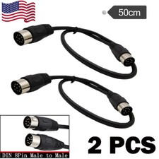 2PCS MIDI 8 Pin Din Male To Male Audio Data Signal Adapter Cable 50Cm
