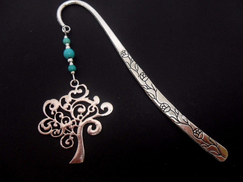 ROSIES JEWELLERY A TIBETAN SILVER TREE OF LIFE CHARM & TURQUOISE BEAD BOOKMARK. NEW.