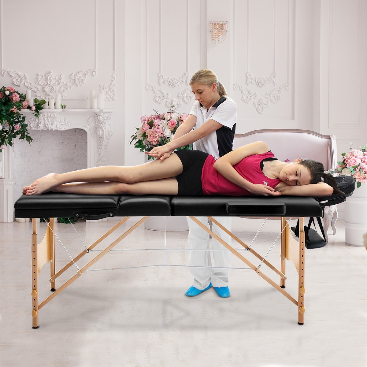 Massage Table Bed Black Therapy Beauty Way Adjustable Couch