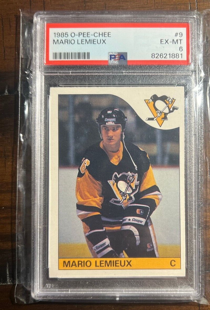 1985 O-Pee-Chee OPC Hockey #9 Mario Lemieux Penguins RC Rookie HOF PSA 6 HI END!