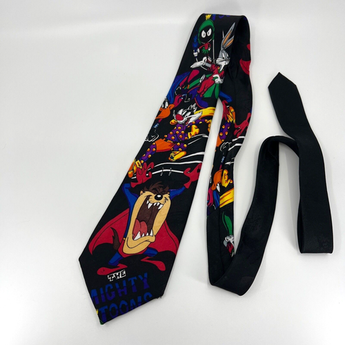 Vintage Looney Tunes Mania Necktie Mens Multicolor 1993 Shirt Tie 90s Cartoon - Picture 1 of 9