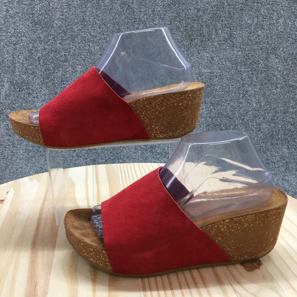 Chocolat Blu Sandals Womens 40 Riverside Wedge Slides Red Suede Casual Slip On - Image 2 of 4